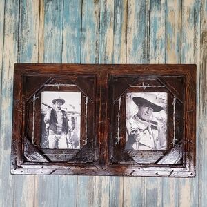 Rustic Brown Double Photo Frame